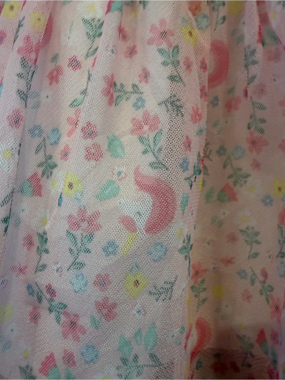 Carter’s Girls Pink Floral Tulle Skirt with Gold Waistband